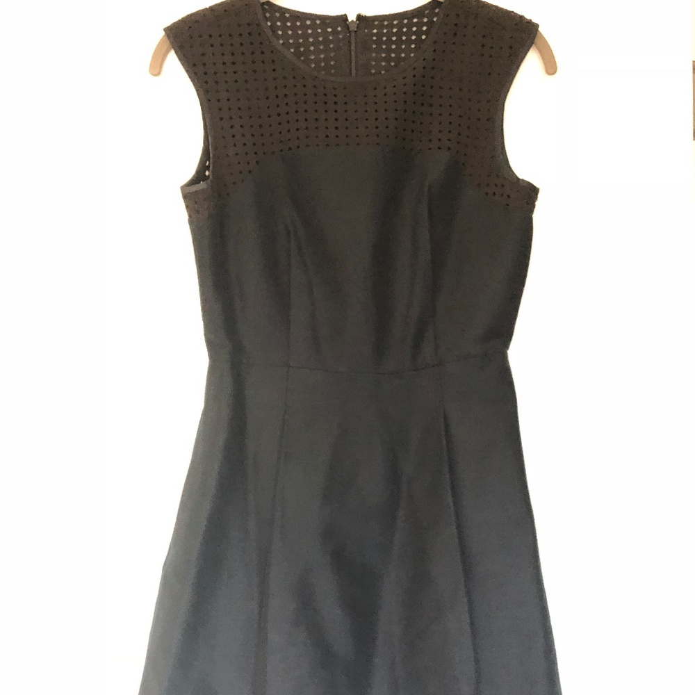 J Crew Fit &  Flare Laser Cut Black Dress